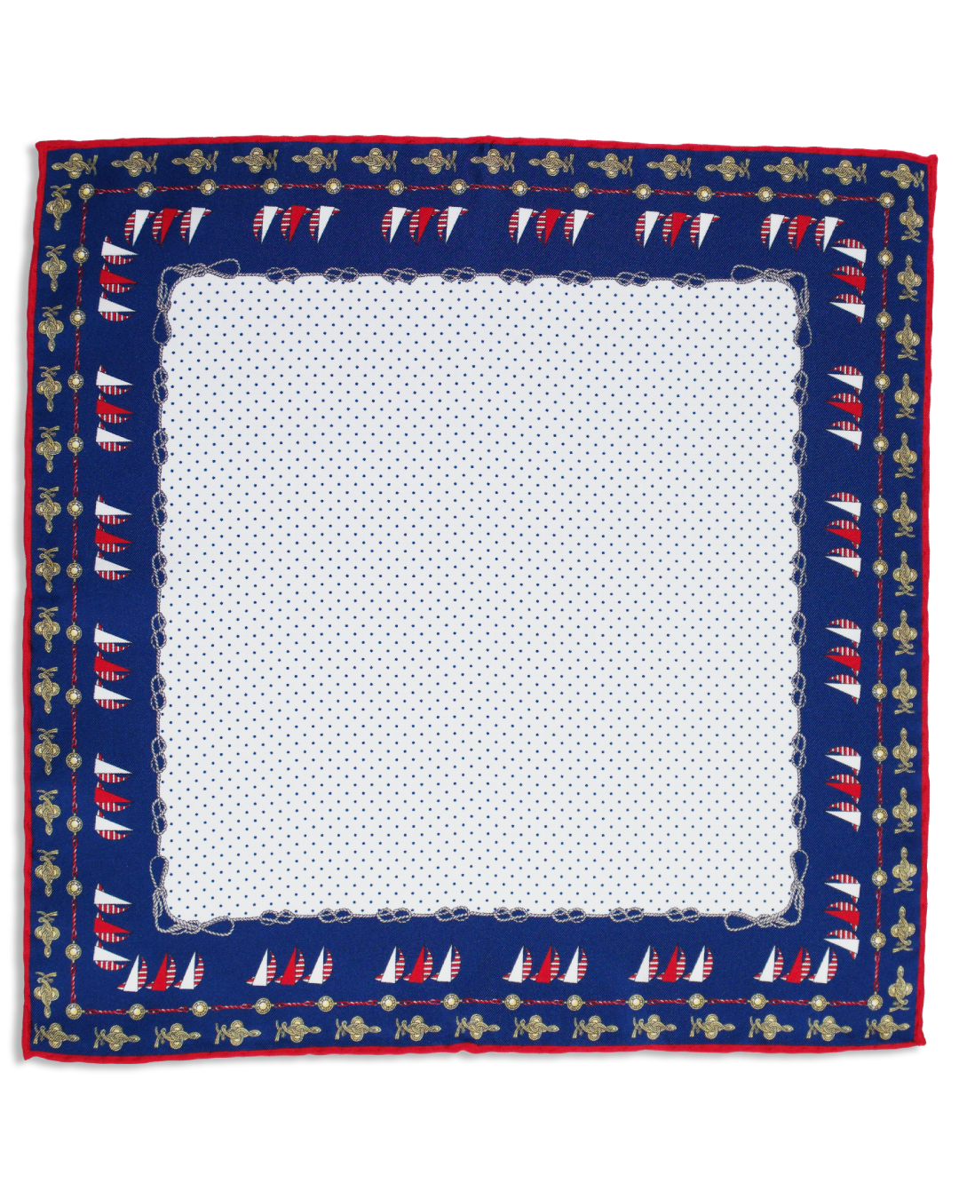 Seidenes Einstecktuch mit nautischem Design in Blau, Rot und Weiß