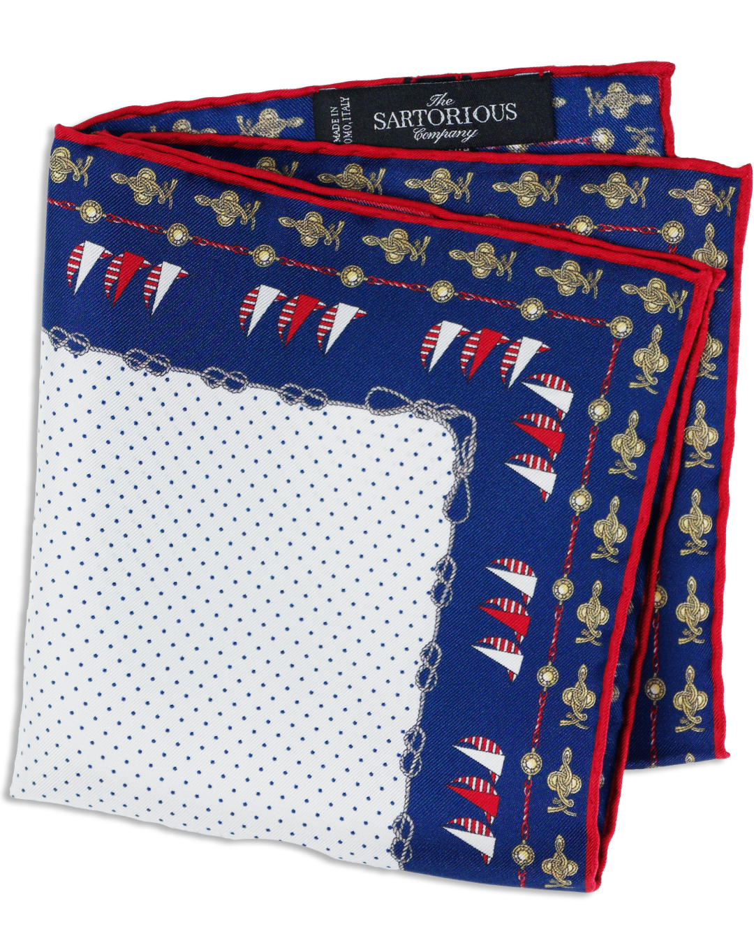 Nautisches Einstecktuch gefaltet in Brusttasche mit sichtbarem Marine-Muster