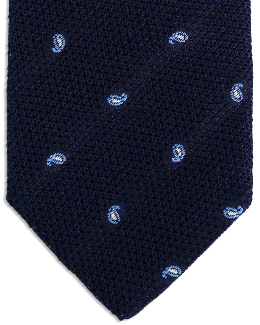 Grenadine Seidenkrawatte in Mitternachtsblau mit zartem Paisley-Muster