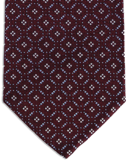 Seiden-Jacquard Krawatte in Burgundrot mit edlem Webmuster in 6-Fold-Konstruktion