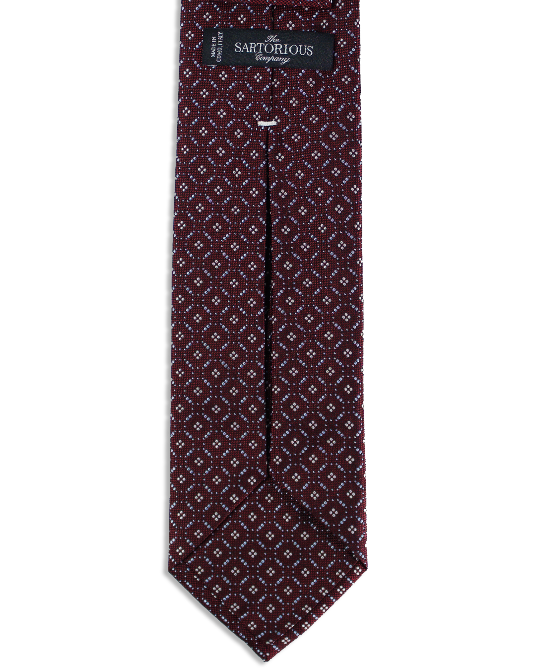 Rückseite der handgefertigten 6-Fold Seidenkrawatte aus Como Italien